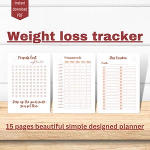 Weight loss tracker|Weight loss chart|Weight loss journal|measurement tracker|weight loss planner|weight loss tracker printable