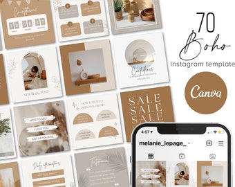 70 Boho instagram post template, instagram engagement template,  small business instagram template, instagram template canva, instagram post