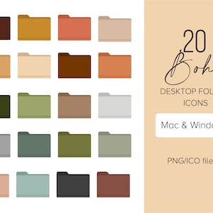 Boho desktop folder icons , Mac OS windows folder icon, neutral tone mac icon, mac folder icon