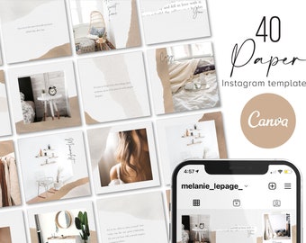 40 Paper instagram post templates, Canva instagram template, Instagram story template, instagram engagement template, instagram canva,