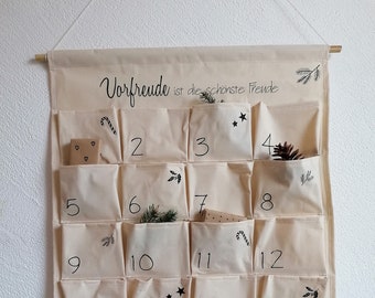 Adventskalender personalisiert mit Name/Spruch, zum selber befüllen DIY, aus Stoff zum Aufhängen