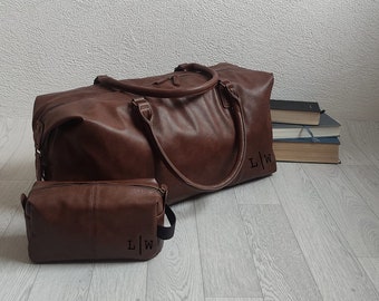 Reisetasche Ledertasche Geschenkset Herren personalisiert VEGAN