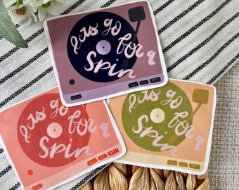 Let es Go für einen Spin Sticker | Schallplattenaufkleber, lustige Musikaufkleber, LaptopAufkleber, Tumbler Sticker, Wasserflaschen Aufkleber