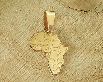 Gold Africa Map pendant, 14 carat for everyone who loves Africa