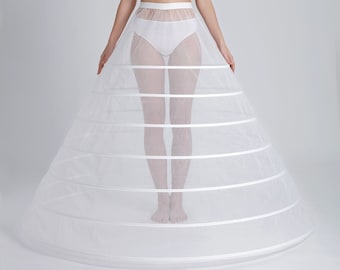 Ivory Wedding Ball Gown Crinoline Petticoat, 7 Hoops, Long Tail
