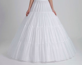 Enagua de cola para vestido de novia/Enagua nupcial deshuesada de cola larga/6 aros, falda arrugada de una capa, P-430 cm