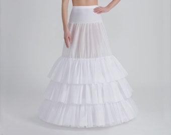 Robe de bal jupon de mariée/Crinoline robe de mariée sous-jupe une couche jupe froissée 3 cerceaux, 3 volants P-270 cm