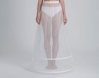 A-Line Wedding Dress Petticoat, Boned Crinoline, 2 Hoops, Ivory