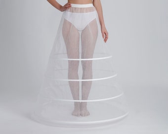A-Line Wedding Dress Petticoat, 4 Hoops, Ivory Crinoline Underskirt