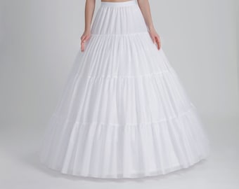 Sottogonna per abito da sposa a trapezio, sottogonna in crinolina avorio, 4 cerchi (320 cm)