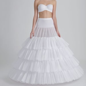 Wedding Dress Crinoline Multi-Layer Petticoat / Ball Gown Bridal Petticoat with Ruffles, Wedding Ball Gown Dress 4 Hoops, 4 Ruffles P-400 cm