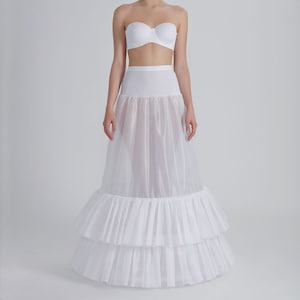 Tailed Petticoat for Wedding Dress/Long Tail Boned Bridal Petticoat / Pettıcoat, 3 Hoops, 2 Ruffles P-230 cm