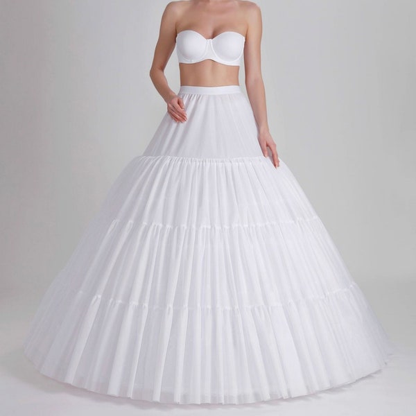 Mega Full Petticoat Crinoline Bridal Wedding Ball Gown Dress/Long Tail Boned Bridal Petticoat / 7 Hoops, A Layer Wrinkled Skirt, P-460 cm