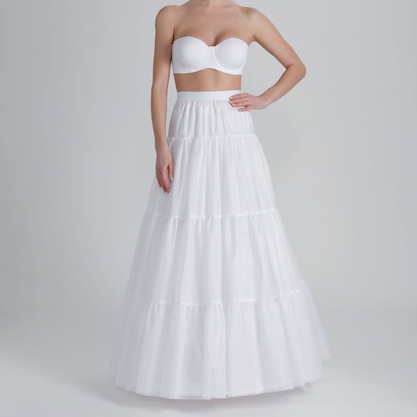 Jupon à queue pour robe de mariée/Jupon de mariée désossé longue queue/Jupon, 2 cerceaux, jupe plissée une couche/P-190 cm
