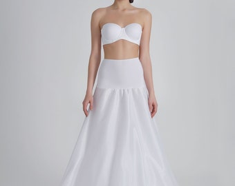 A-Linien-Petticoat für Hochzeitskleid/Tüll-Brautpetticoat für Aline-Kleid/elastische Corsage, 2 Reifen, Satin-Überrock, 230 cm