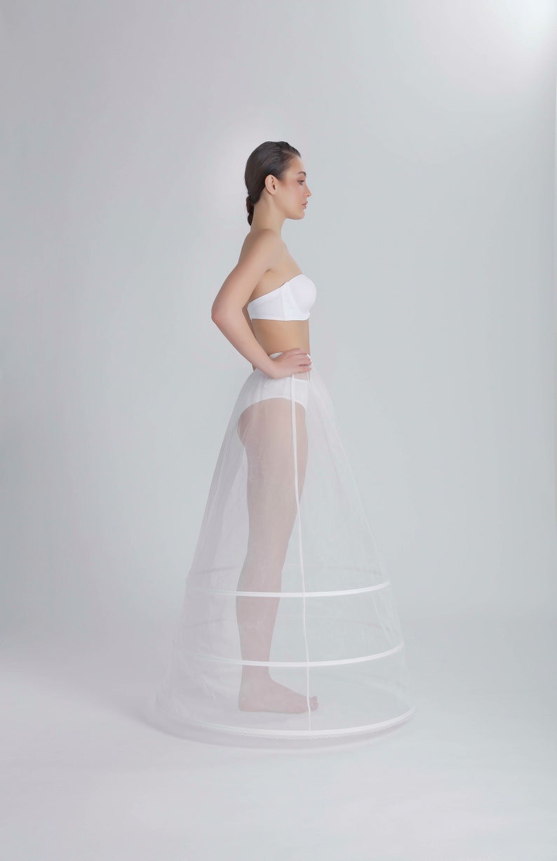 Tailed Petticoat for Wedding Dress/Long Tail Boned Bridal Petticoat / Pettıcoat, 3 Hoops, Stitch Bones/ P 270 cm image 2
