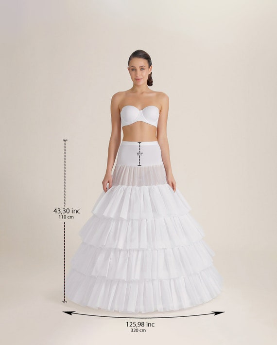 Tailed Petticoat for Wedding Dress/long Tail Boned Bridal Petticoat  /pettıcoat, 4 Hoops, 4 Ruffles P-320 Cm -  UK