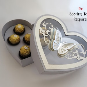 Chocoladegeschenkdoos met laag vlinder, 3D-vlinder chocoladedoos SVG, vriend en verjaardagssjabloon cadeau Valentijn cadeaupapier download
