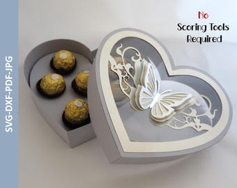 Chocolate Gift Box with Layer Butterfly, 3D Butterfly Chocolate Box SVG, Friend And  Birthday Template Gift Valentine Gift Paper download