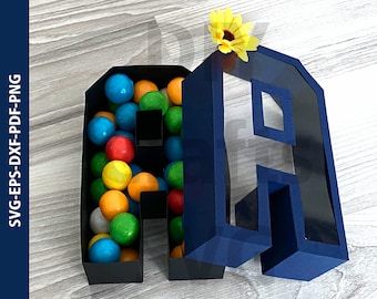 3D Alphabet Box Svg, 3D Letters Alphabet SVG templates, A-Z Letter 3D Alphabet Box Shaker Svg, Gift Box With Inside Visible File For Cricut
