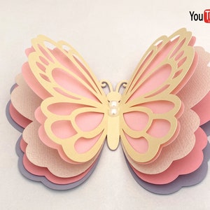 3D vlinder SVG, vlinder sjabloon DXF, 3D-laag vlinder pdf, vlinder muur decor, afdrukbaar bestand, vlinder SVG gelaagde, gesneden bestand