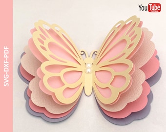 3D Butterfly Svg, Butterfly template Dxf, 3D Layer Butterfly Pdf, Butterfly Wall Decor, Printable File, Butterfly SVG Layered, Cut File