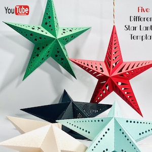Papier étoile SVG, décorations de Noël, modèle d'étoile lanterne en papier 3D, décoration d'intérieur bricolage, étoile de Noël suspendue, fichiers de découpe pour Cricut