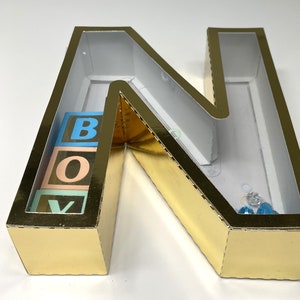 Caixa agitadora de dois lados do alfabeto 3D Svg, modelos SVG de letras A-Z, caixa agitadora de caixa de alfabeto 3D Dxf, caixa de presente com arquivo visível interno