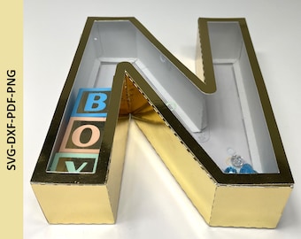 3D Alphabet Double Side Shaker Box Svg, A-Z Letters Alphabet SVG templates, 3D Alphabet Box Shaker Dxf, Gift Box With Inside Visible File