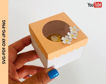 Jewelry Gift Box Template SVG, Chocolate Holder Gift Box in 3 Sizes, Easy Paper Craft Box with Bow SVG, Digital download File for Cricut