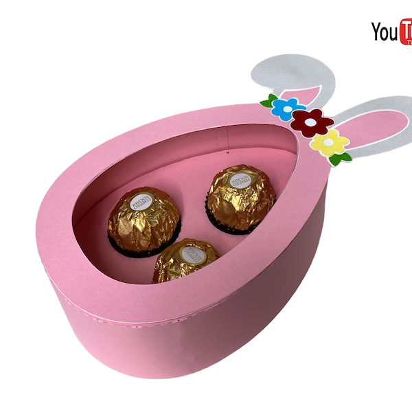 3D Bunny Box Svg, scatola regalo coniglietto di cioccolato, scatola regalo coniglio di Pasqua SVG, modello di scatola di coniglio al cioccolato Ferrero, vettore di scatola regalo di Pasqua uovo