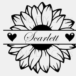 Girasole Svg, Monogramma diviso Girasole Png, ClipArt di girasole, File Svg camicia, File di taglio per Cricut, File Svg per Cricut