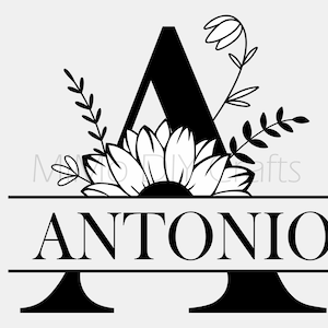 Alfabeto Dividido Monograma Bunlde svg, Nome Personalizado Monograma Bundle Svg, Carta Girassol Gráfico Png, Alfabeto Floral Gráfico Bundle Svg Dxf