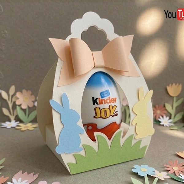 Easter Surprise Egg Holder Svg, Bunny Chocolate Egg Box Template, Easter Candy Holder for Cricut, Silhouette, SVG PDF DXF
