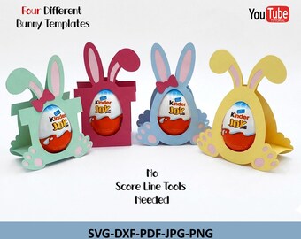 Portauovo a sorpresa di Pasqua, modello per portauovo Kinder a forma di coniglietto, modello per uovo di cioccolato per Pasqua, per Cricut, Silhouette (download digitale)