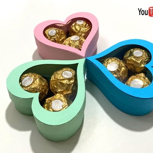 Mini Herz Geschenkbox SVG, Schokoladenherz Geschenkbox, Valentinstag Geschenkbox SVG, Ferrero Schokoladenherz Box Vorlage, Schmuck Geschenkbox