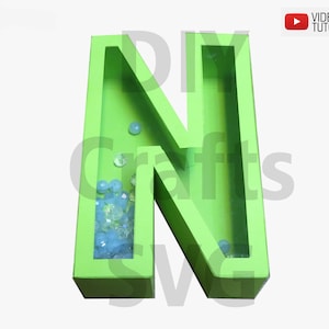 3D Alphabet Box Svg, plantillas SVG de alfabeto de letras 3D, A-Z Letter 3D Alphabet Box Shaker Svg, caja de regalo con archivo interior visible para Cricut