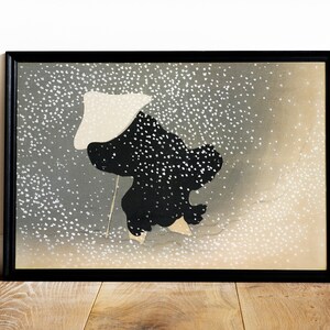 Japanese Art Print | Winter Printable Wall Art | Vintage Kamisaka Sekka Poster | Snow from Momoyogusa Flowers of a Hundred Generations