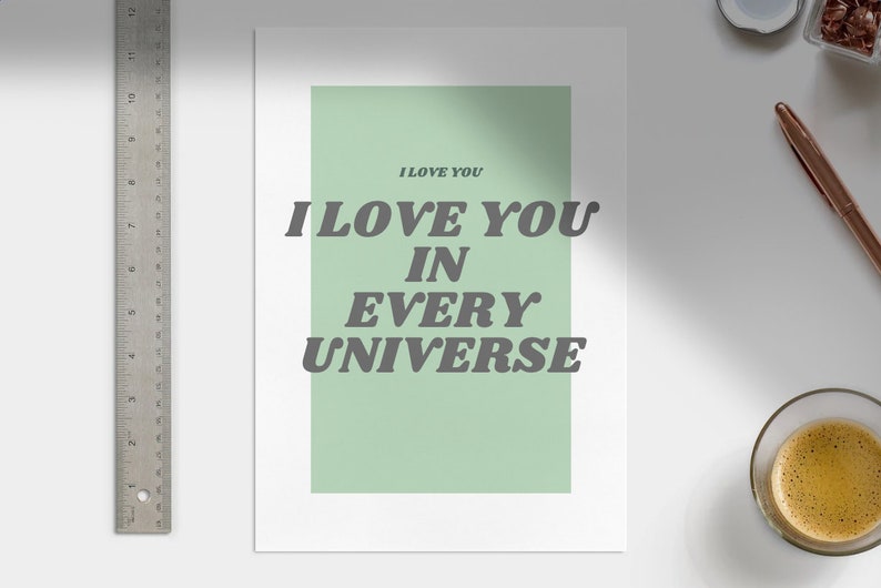 I Love You in Every Universe - Green | Printable - Digital Download ...