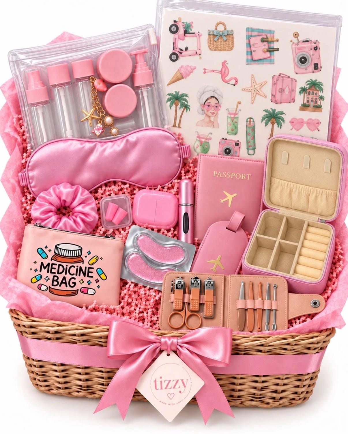 Pink Travel Essentials Kit: Gift Box for Backpackers (postal Box