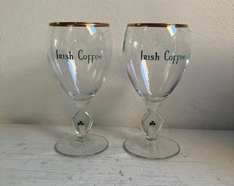 Irish Coffee Glass Set of 2 Vintage Shamrock Specialty Coffee Stemware  Irish St Patricks Day Gift Ireland Cocktail Wine Glass GC483