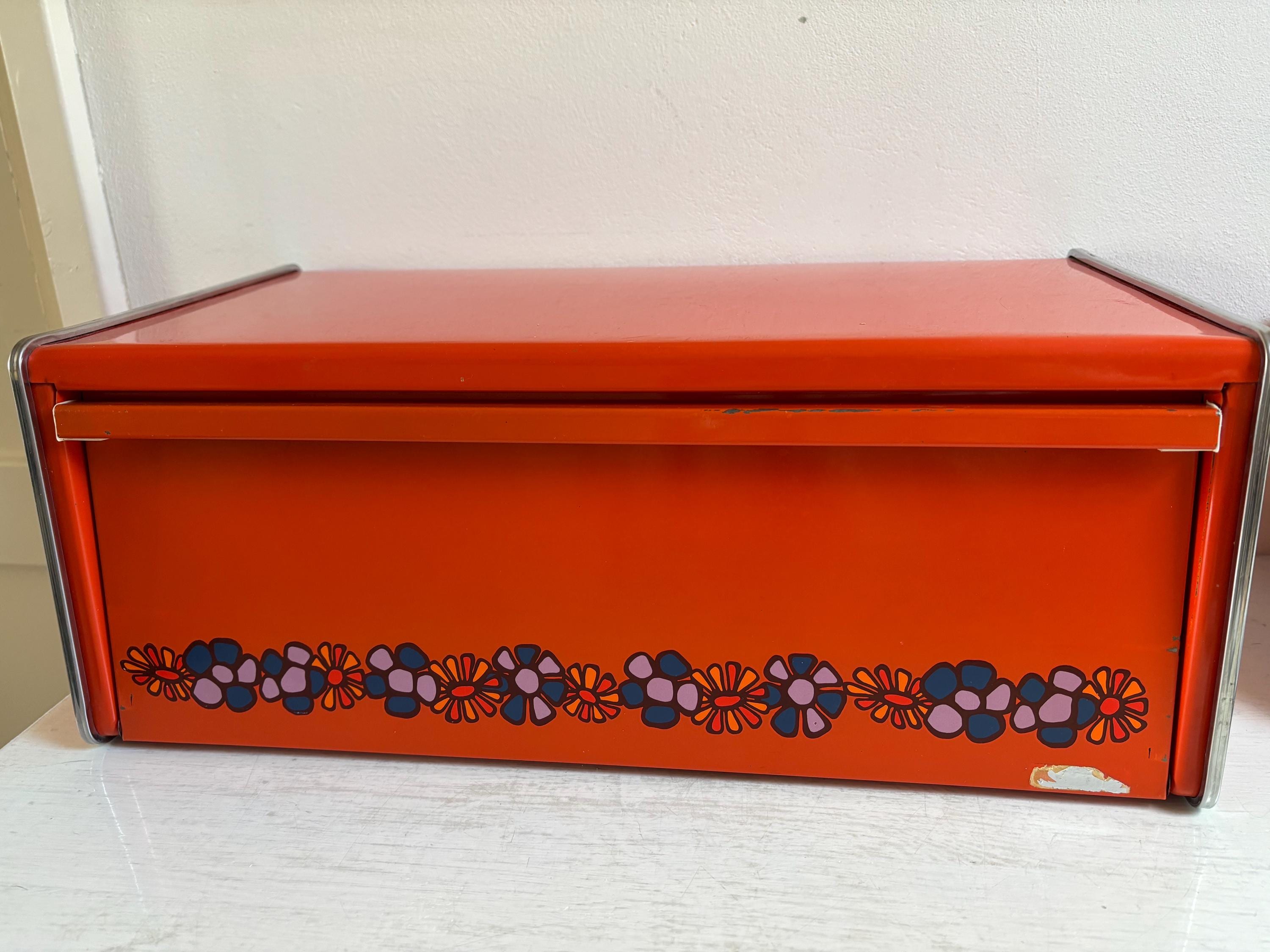 Brabantia ブレッドビン レトロ フラワー柄　朱色 Vintage Brabantia - Etsy