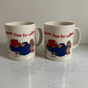 Set of two Beertje Paddington mugs, Douwe Egberts, It's always time for coffee ..