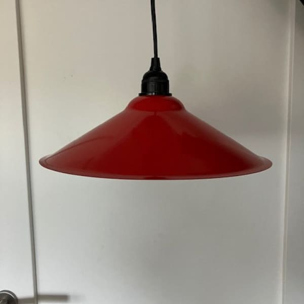 Ikea Lyra hanging lamp, red, metal, 1987, Memphis style