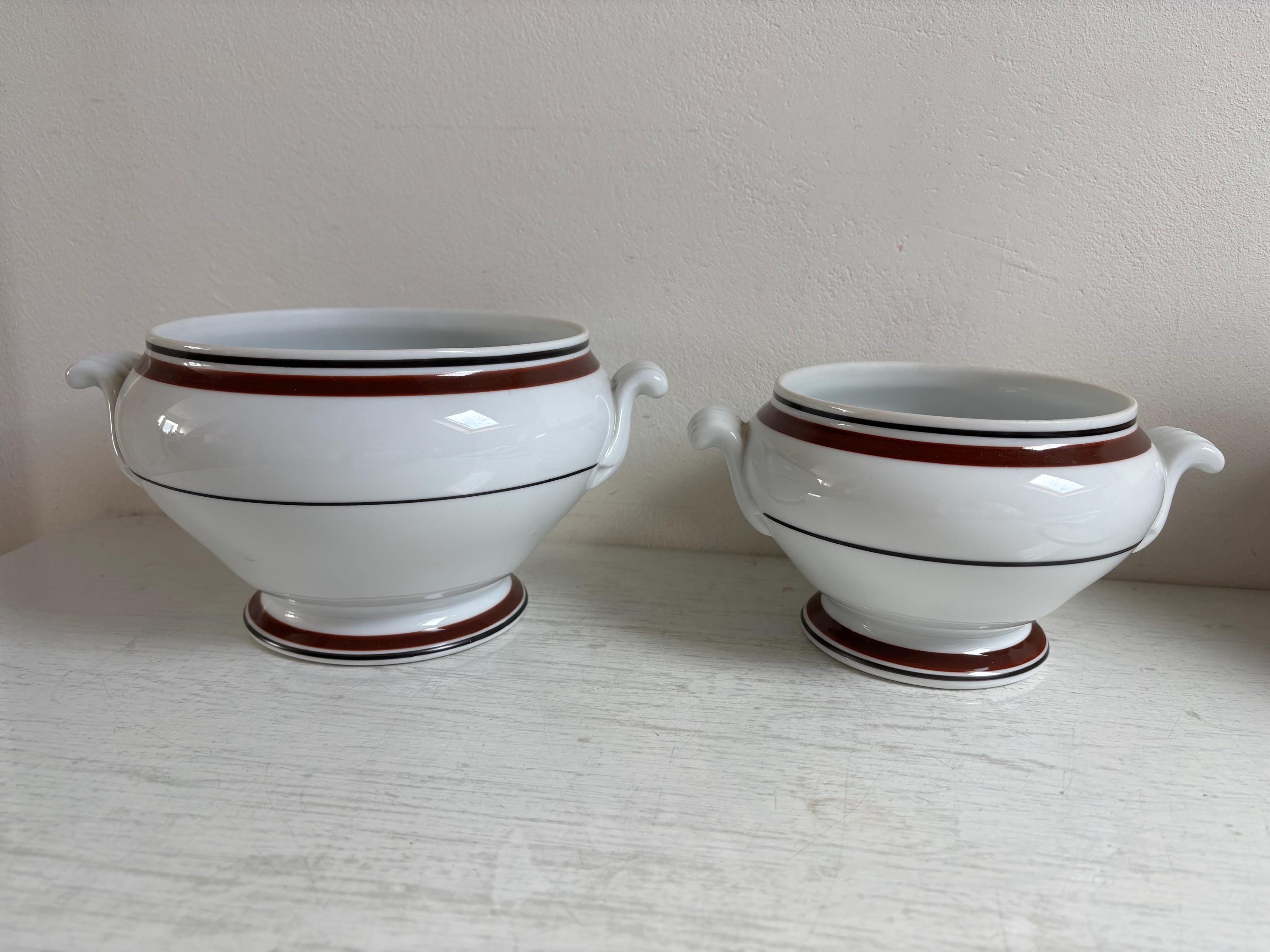 Vintage Ikea Suppenterrine, groß oder klein, Spal Portugal, weiß, rötlich-braun