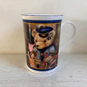 Crown Trent mug with teddy bear decoration, made in England, Fine Bone China