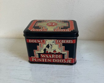 Douwe Egberts blik, tin, waarde punten doosje, anno 1753