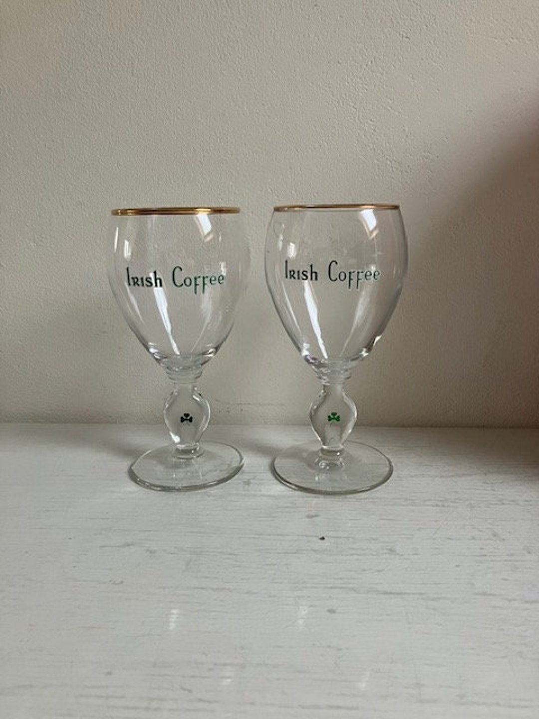 Set of Two Vintage Irish Coffee Glasses Whiskey Shamrock Etsy
