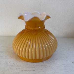 Lampshade glass, yellow, white inside