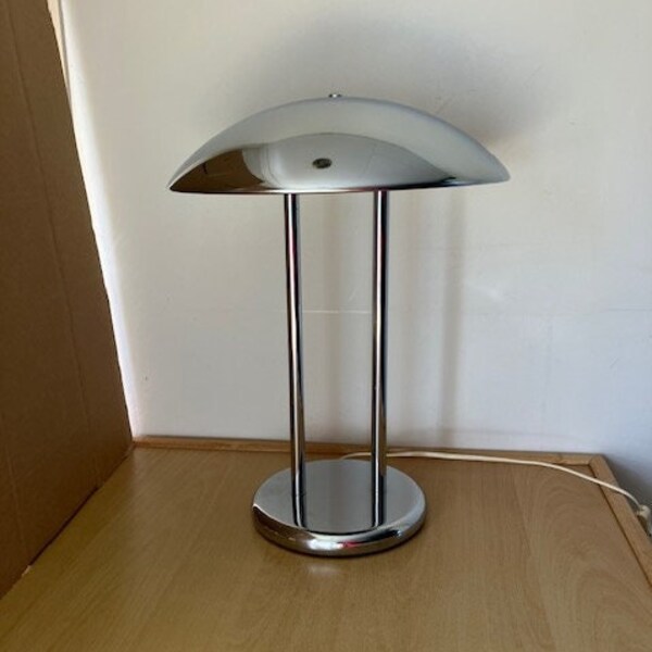 Lámpara de mesa Ikea Barad, diseño Robert Sonneman, estilo Art Deco, hongo cromado, Era espacial, 1970